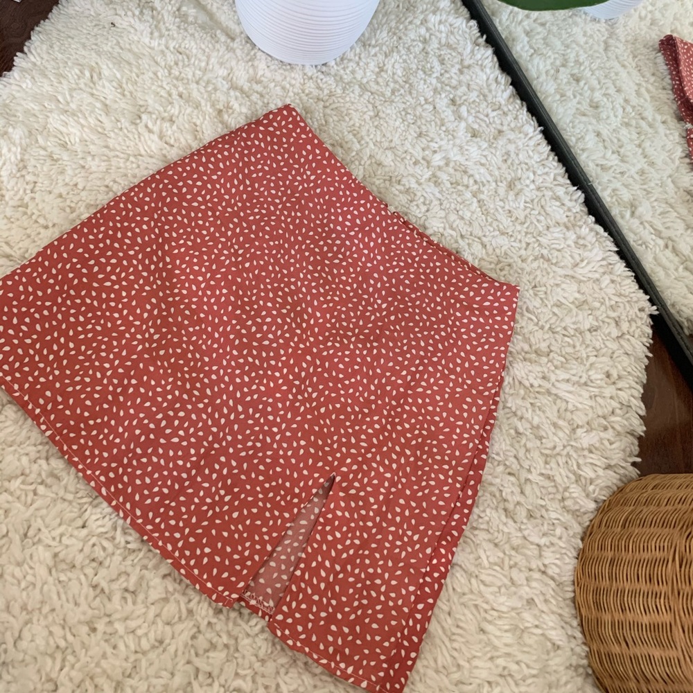 Pink polka dot skirt